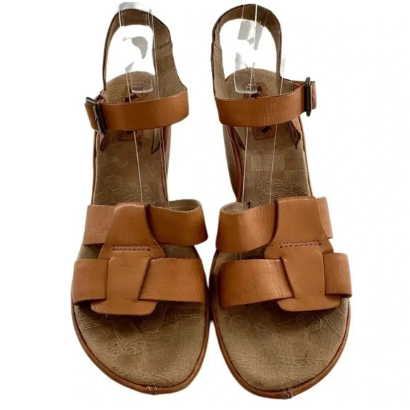 Korks womens sandals size 10 42 M/W tan leather platform wedges - Picture 1 of 13